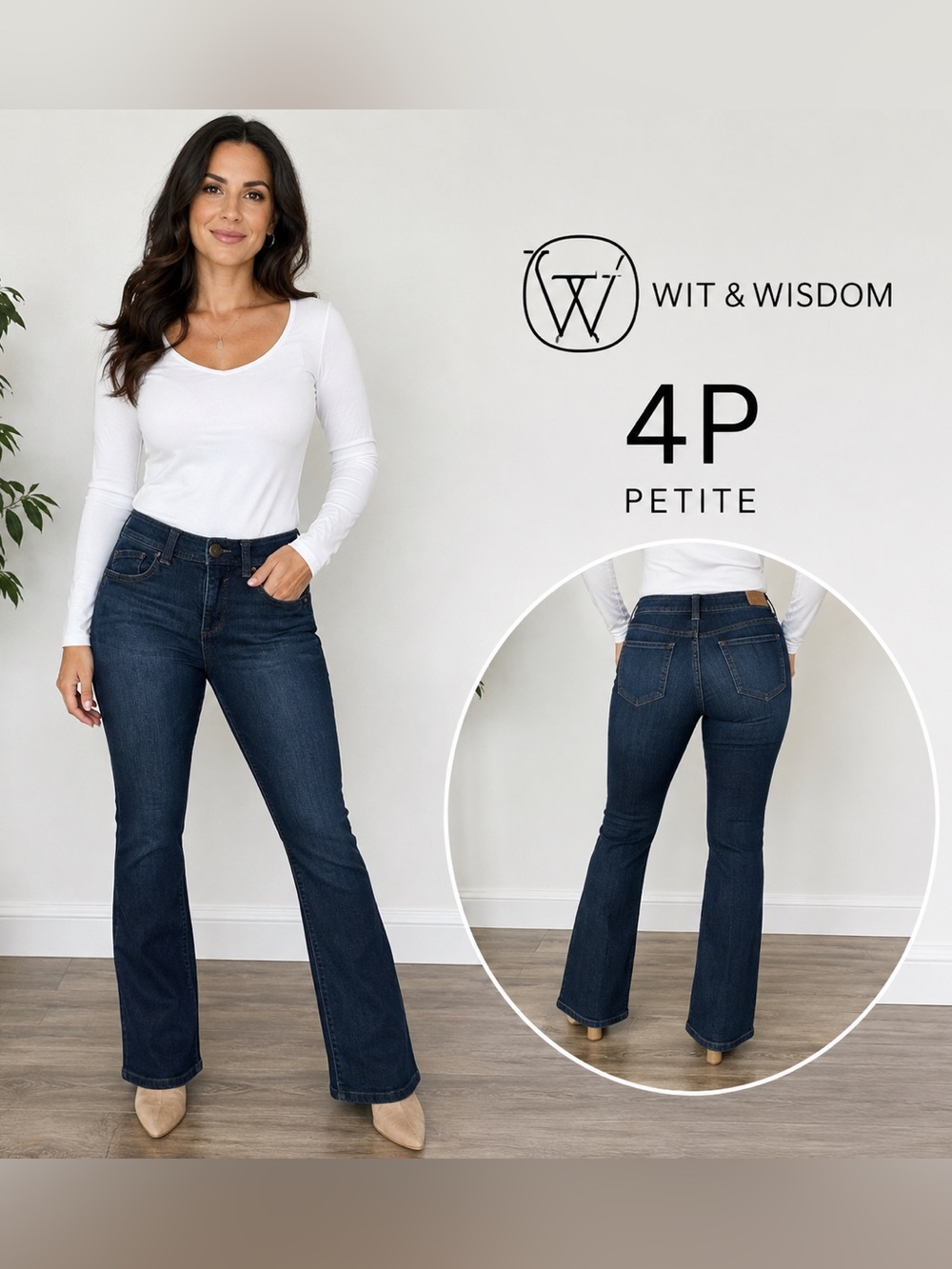 Wit & Wisdom 4P Petite Dark Wash Stretch Bootcut Jeans western